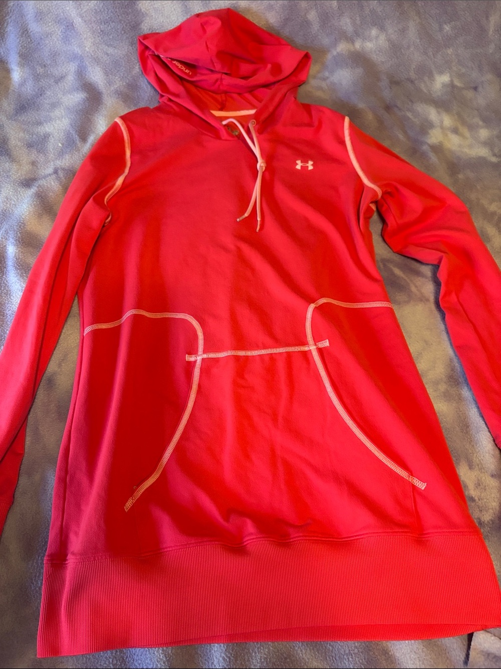 Under Armour Hot Pink Hooded Pullover with Contrast Stitching size small